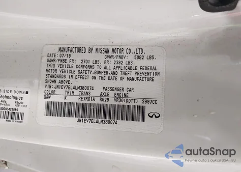 2020 Infiniti Q60 Luxe Awd from USA, damaged, VIN JN1EV7EL4LM380074